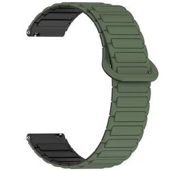 Universal Magnetic Silicone Loop Strap, Available in Multiple Sizes for 22mm (Green black)