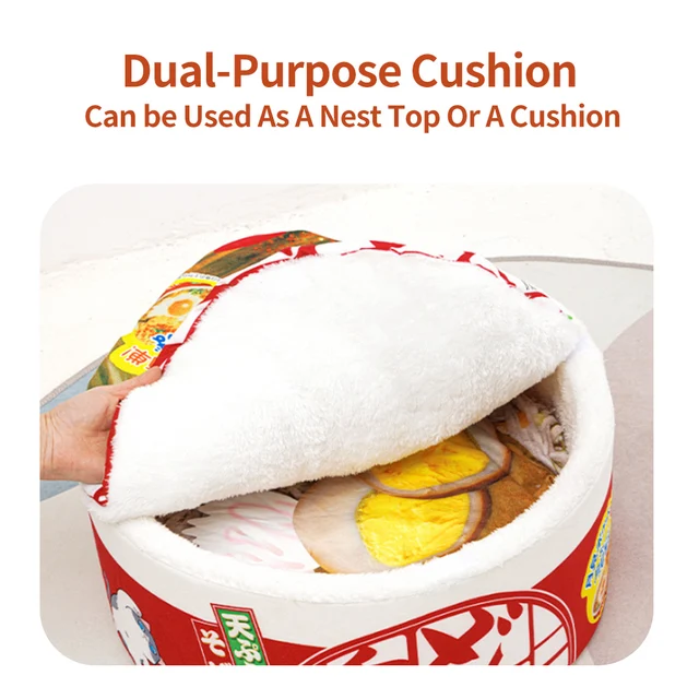 Pet Dog Cat House Kennel Super Large Instant Noodle Warm Dog Cat Nest Beds Cushion Udon Cup Noodle Pet Bed Cozy Nest 5