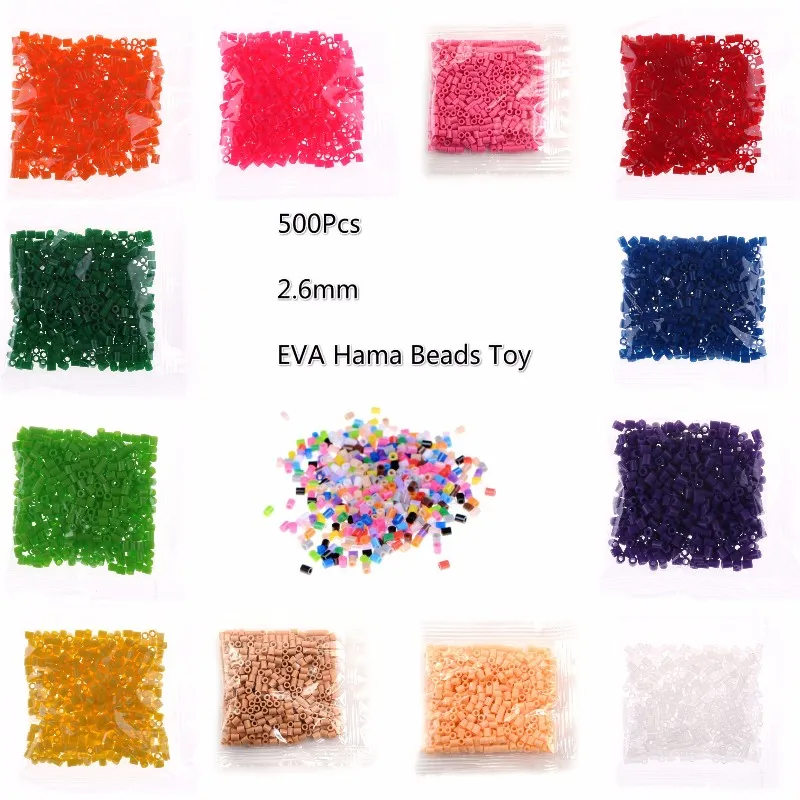 

500Pcs 2.6mm EVA Hama Beads Toy Kids Fun Craft DIY Handmaking Fuse Bead Creative Intelligence Educational Toys