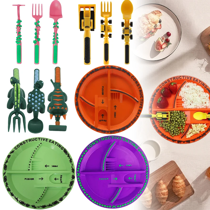 Dinneractive Eating Utensil Set Toy For Kids Construction Themed Fork And Spoon: 3 - 5 Days Free Delivery UK