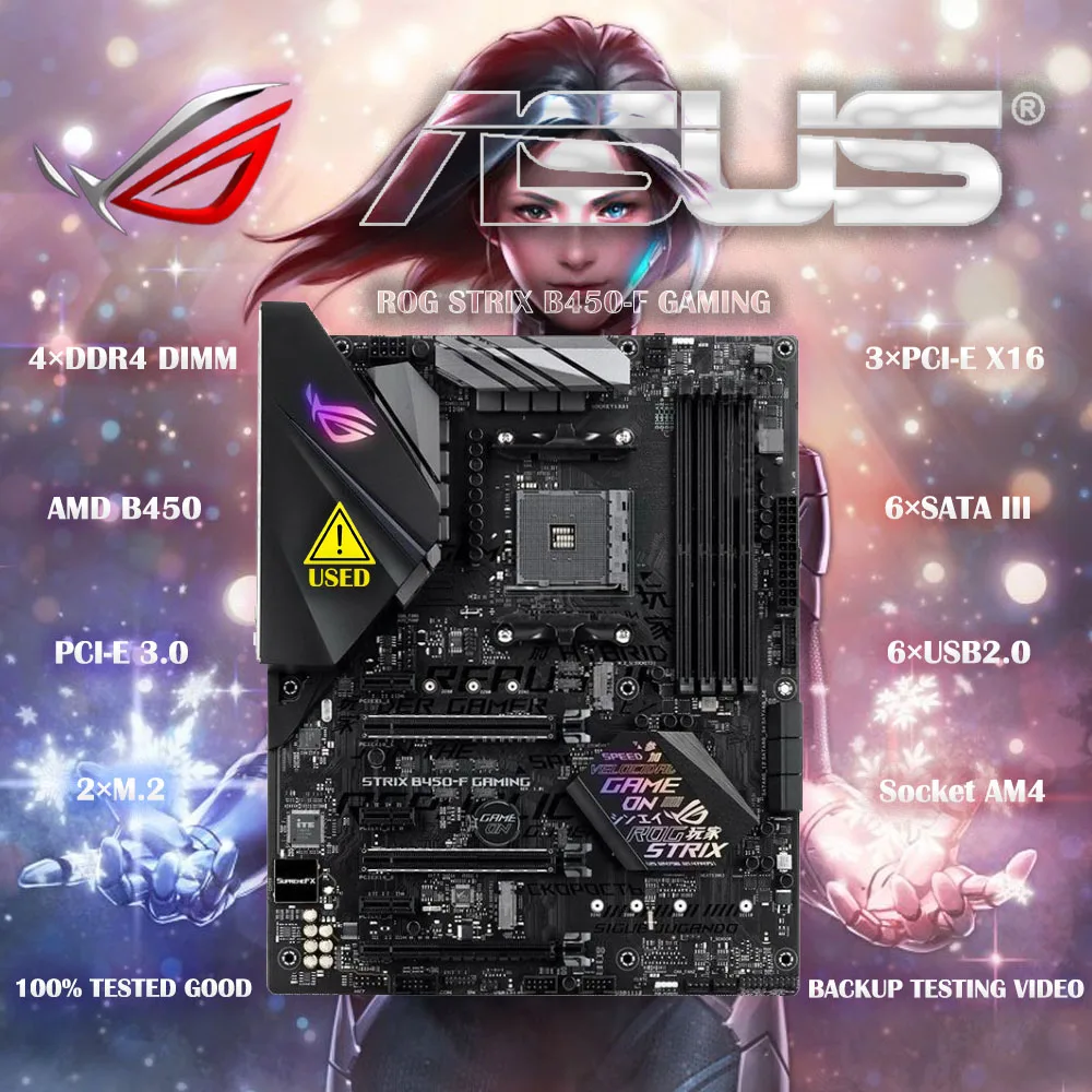 Presa Per Scheda Madre Da Gioco Asus Rog Strix B450-F Am4 Ddr4 Per Scheda Madre Desktop Originale Amd B450M B450