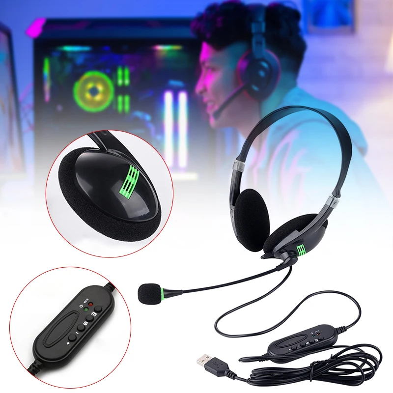 Enhanced Wired USB Gaming Headset with Microphone for PC, Gaming, and Office Use