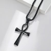 Collier croix Ankh en acier inoxydable pour hommes et femmes, vintage, classique, mode punk, simple, pendentif croix, colliers de la présidence, amulette, bijoux 4