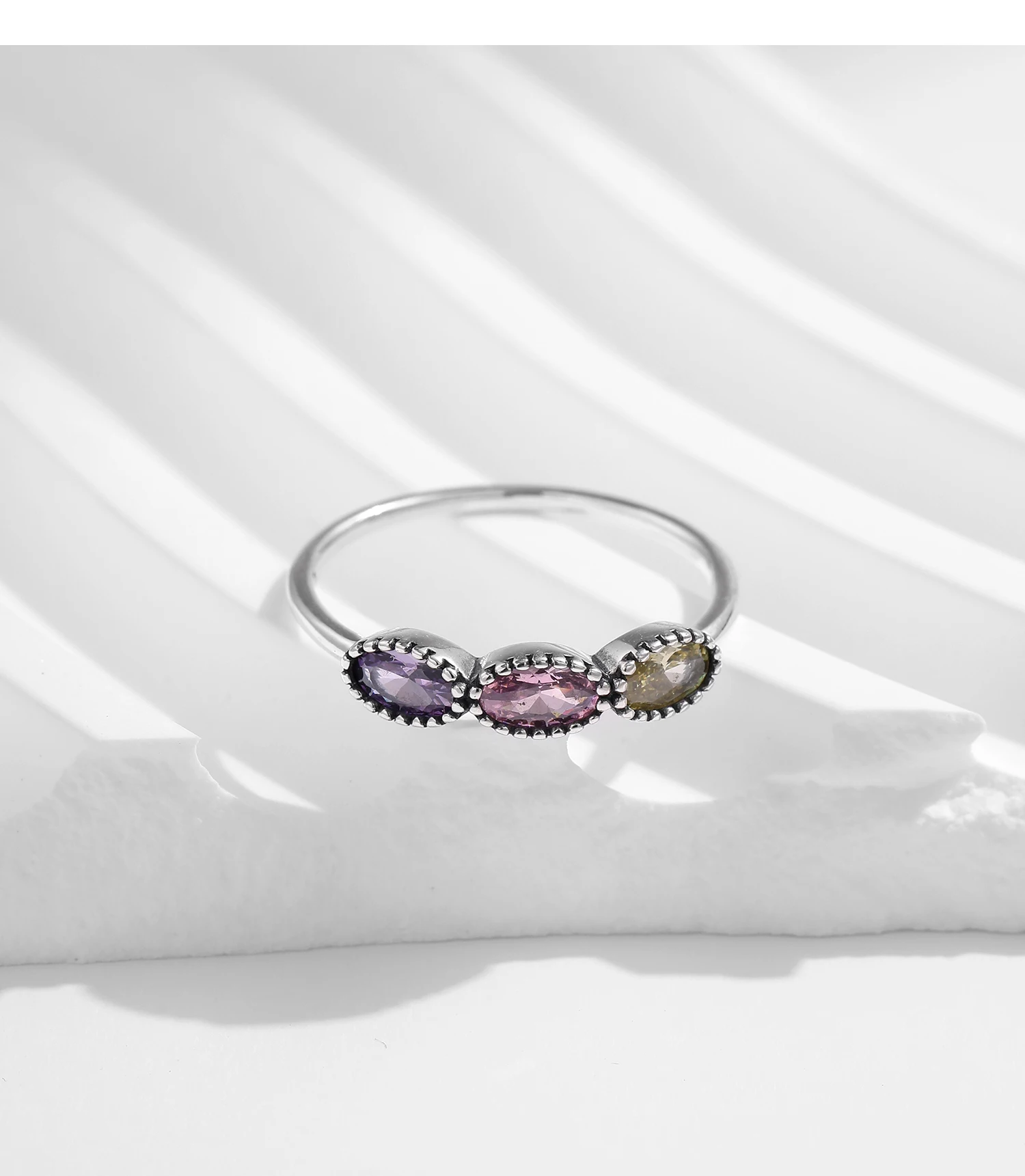 MODIAN Vintage-Ring aus 925er-Sterlingsilber, bunt, oval, exquisiter Zirkonia, stapelbar, edler Schmuck für Frauen, Geburtstagsgeschenk – Detail 8