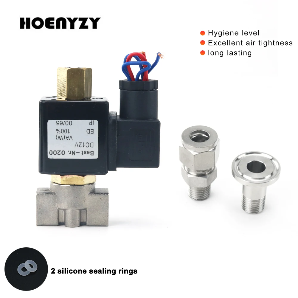 1/4" Normally Open SS 304 Stainless Steel Solenoid Valve 2 Way Oil Acid Pipe Fitting Tube DSJ-M YDF-LOK LOK AC220V DC12V |