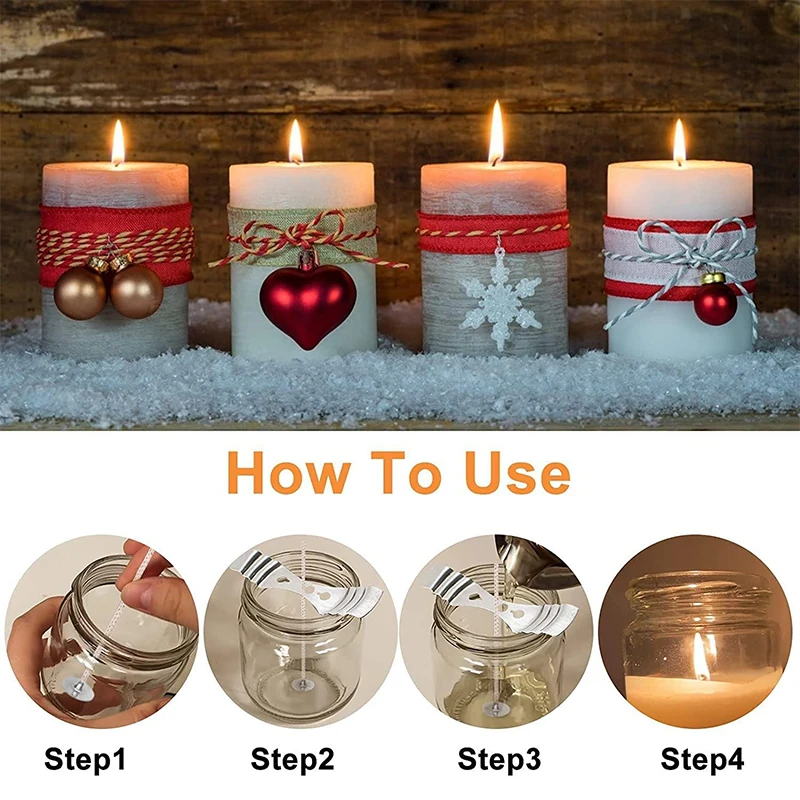 Description Picture 5 of item100Pcs with Stand Original Smokeless Candle Wick Waxed Cotton Candle Wicks for DIY Candle Silicone Mold Candle Making Supplies