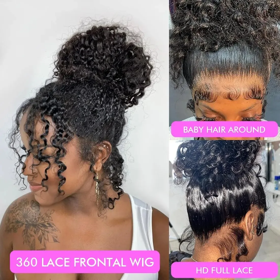 HD 360 Full Lace Glueless Wig With Invisible Strap Precut 360 Lace Frontal Wig Deep Curly Hidden Strap Glueless Wig Human Hair
