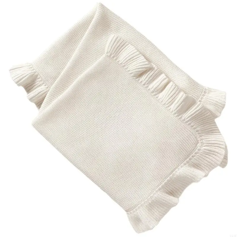 Baby Blanket for Newborns Cotton Ruffle Knitted Wrap Towel Soft and Breathable Bed Blanket for Autumn Winter 75x95cm - 2