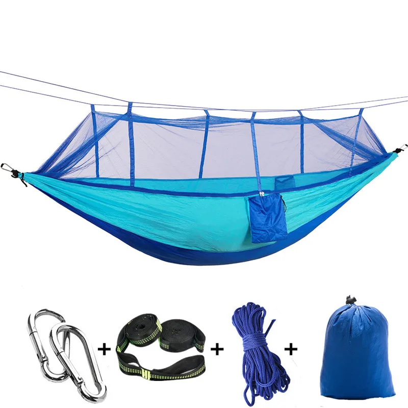 Camping Hammock with Mosquito/Bug Net, Portable Parachute Nylon Hammock, Hammock Swing for Camping, Backpacking, Travel, Hiking 