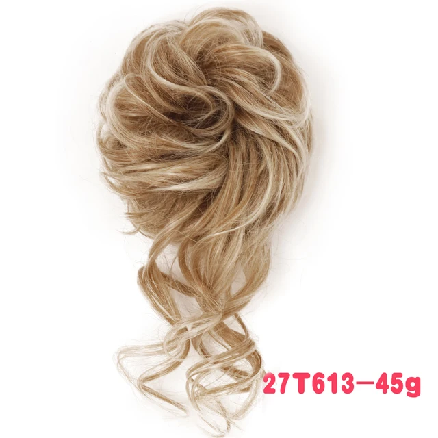 MERISIHAIR Synthetic Girls Curly Scrunchie Chignon With Rubber Band Brown Gray Hair Ring Wrap On Messy Bun Ponytails M-27t613