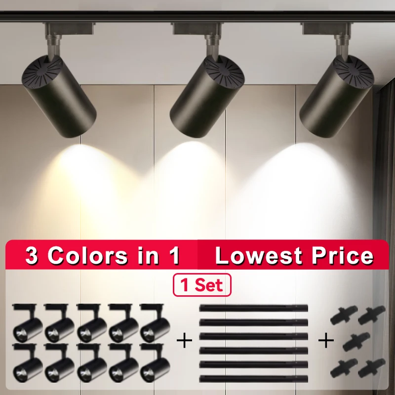 Track Light COB Spot Led 220V Rail Lighting LED Clothing Store Rail Spot Lights Set Fixture Ceiling Lamp for Kitchen Living Room 6