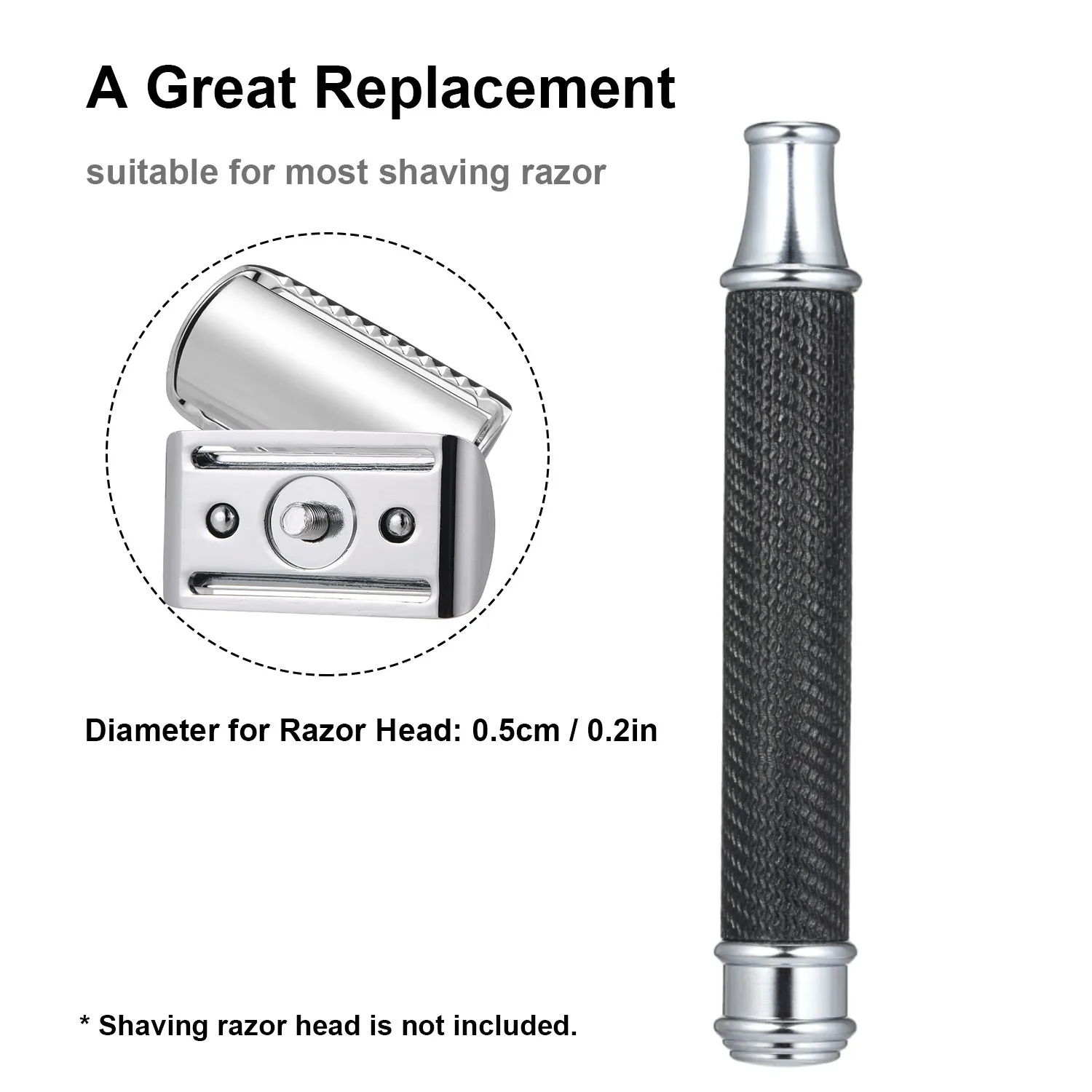 Stainless Steel Shaving Handle for Double Edge Shaving Razor Safety Replacement Beard Razor Handle Grip Shaving Tool Accessories