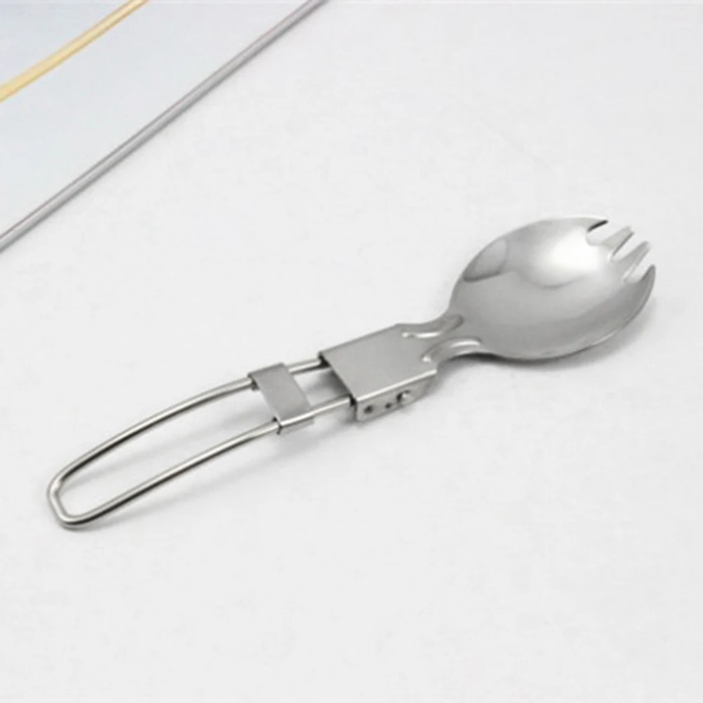 Stainless Steel Foldable Spoon Fork Reusable All-in-one Folding Spork for Camping Hiking Picnic Backpacking