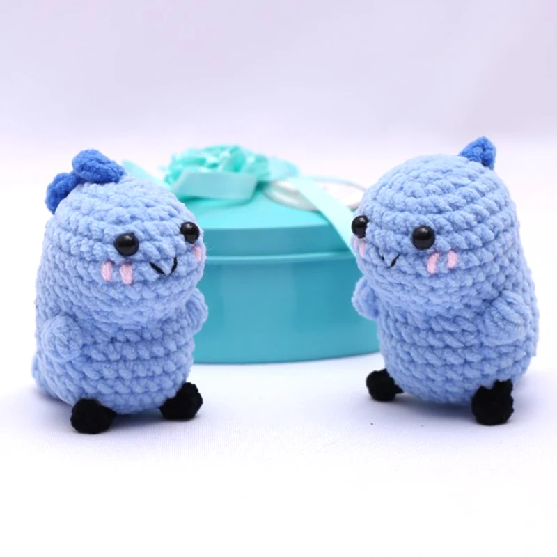Cute Crochet Animal Dinosaur Doll Handmake Knit Dinosaur DIY Hand-crocheted Finished Product Key Holder Backpack Decor Accessori