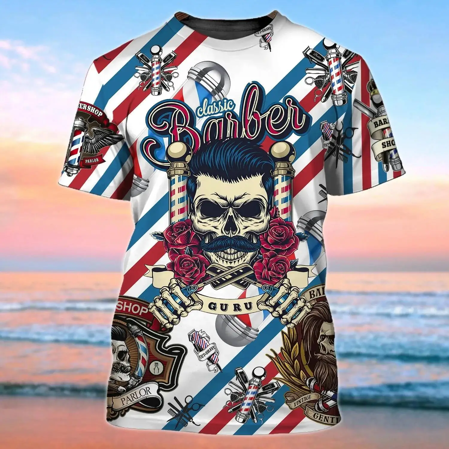 ★MAINBOOTH★Barber Bears T-shirt(CREAM)★正規品/直送料込 MuzeMerch - Intrepid Barber Shop Crew Patch T-Shirt
