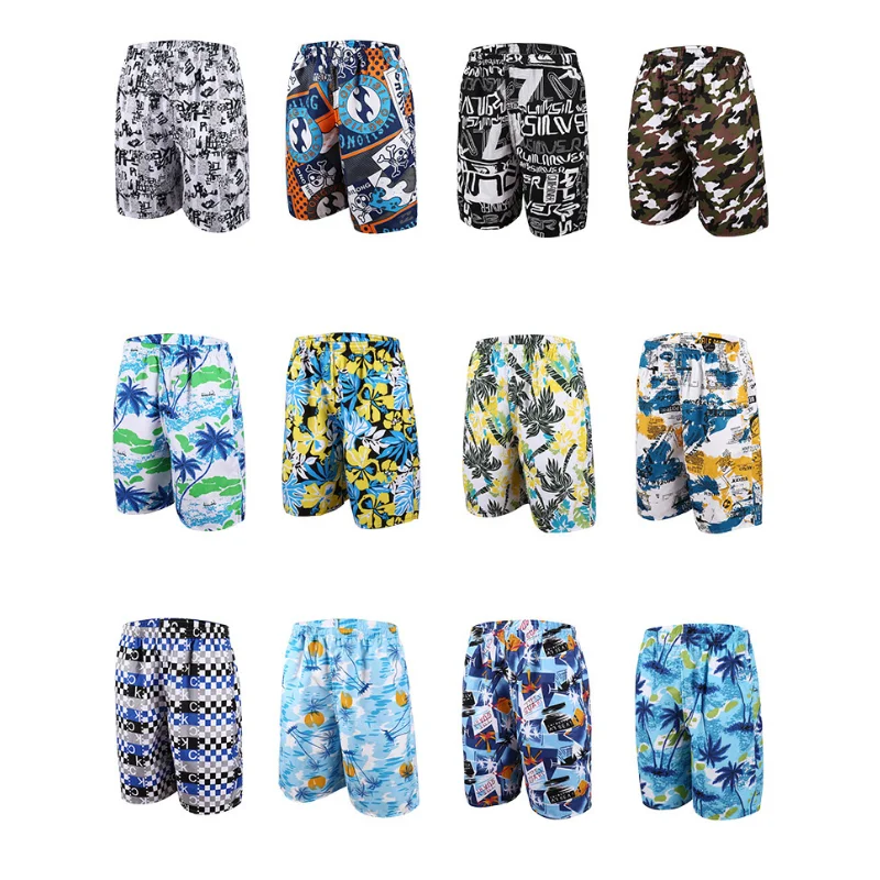 New Men's Summer Swim Shorts Plus Size For Men Flower Printed Beach Shorts gym Short Pants Swimming Surfing Borad Shorts 6