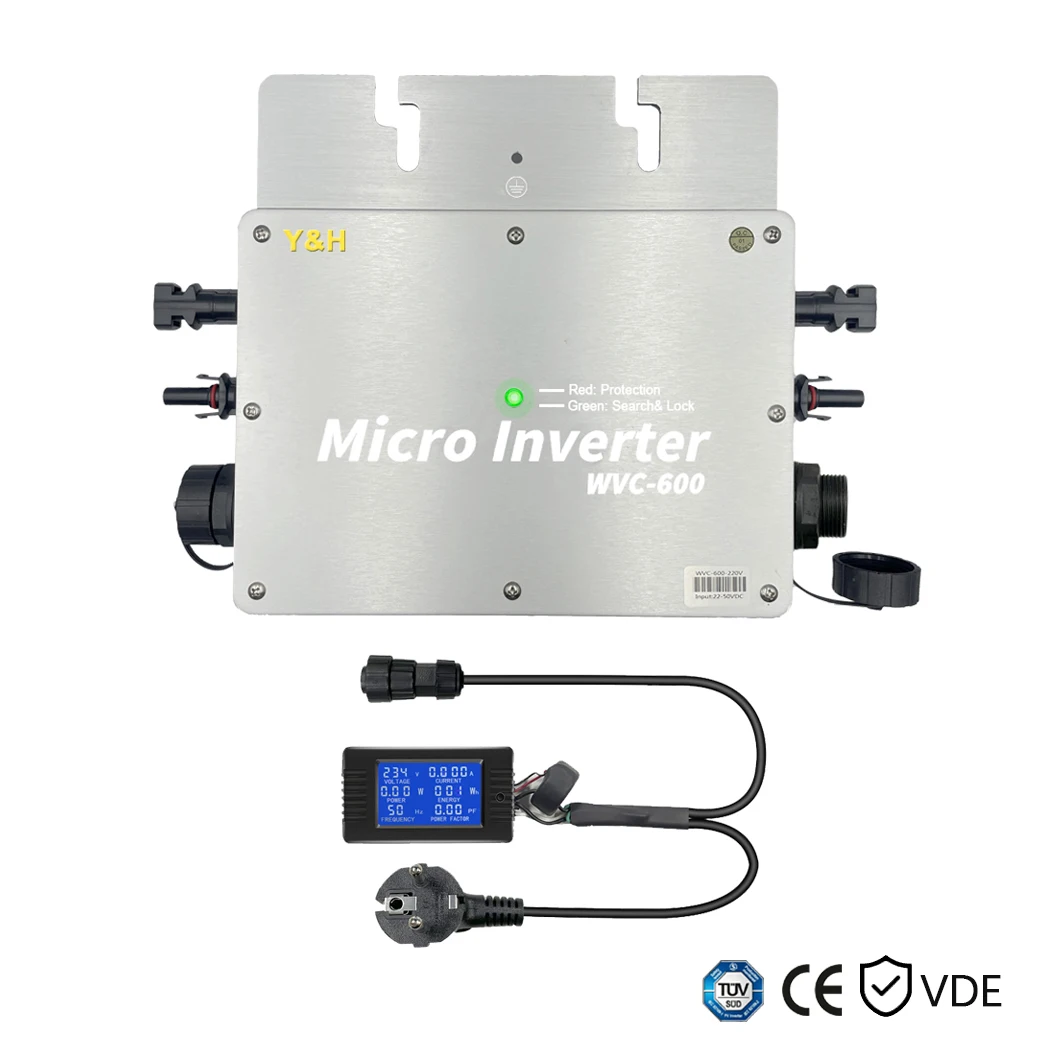 PV Input Voltage 22~60V AC Output 110V/230V Auto.WVC600W/700W/800W Micro  Solar Grid Tie Inverter With WIFI Monitor EU Plug