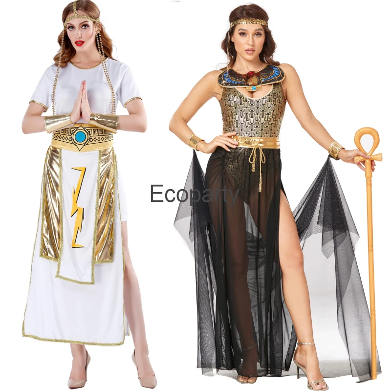 

2023 Masquerade Party Cleopatra Pharaoh Egypt Cospaly Ancient Greek Dress Halloween Costume Egyptian Queen Greek Goddess Outfits