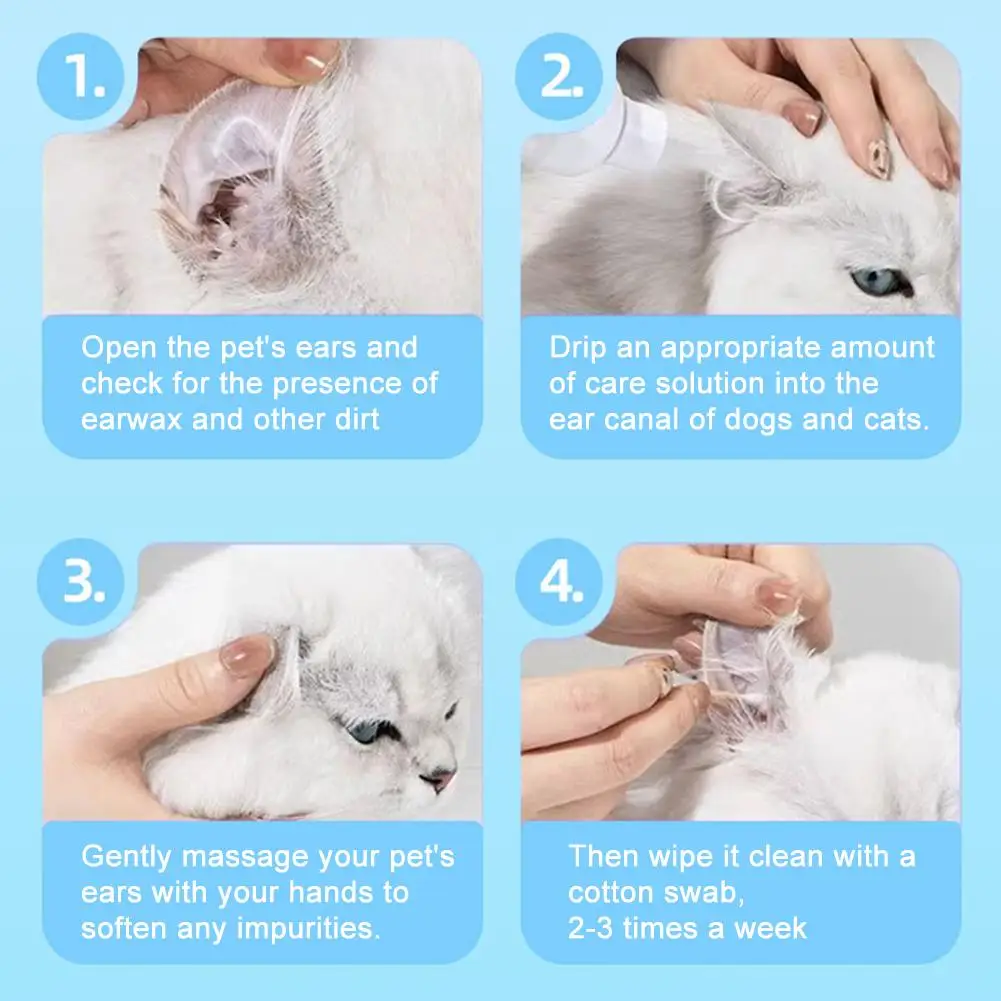 Pet ear medicine Pet ear wipes Pet Ear Cleaner Removes Ear Mites Fungus Dirt And Wax Relieves Redness And Pain With Flexible Applicator For Cats Dogs