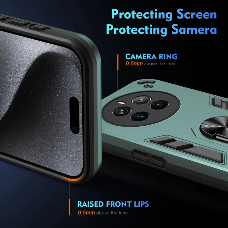 Premium Armor Magnetic Car Ring Phone Case - Heavy Duty Back Cover with 360-Degree Protection