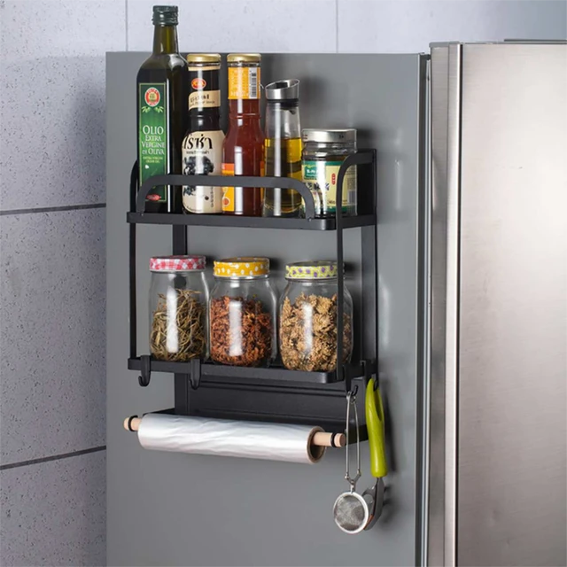 Estante Magnetico Especias Organizador Almacenamiento Refrigerador De 2  Niveles