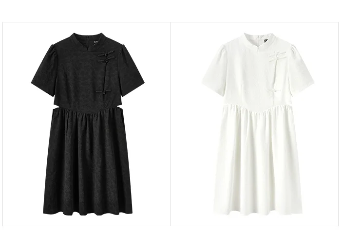 Women Dress Small Stand-Up Collar Buttoned Elegant And Gentle Summer Slightly Sexy Short Skirt New Arrival