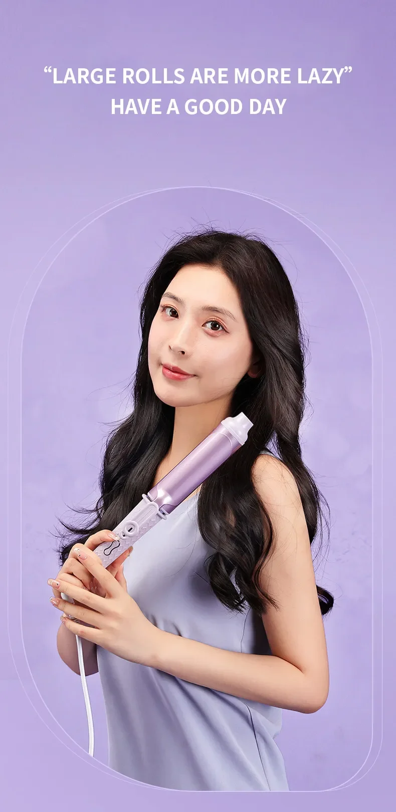 Description Picture 3 of itemNegative Ion Hair Curler 40mm Large Wave Volume Curling Iron Lasting Styling Does Not Hurt Hair Electric Curler For Women