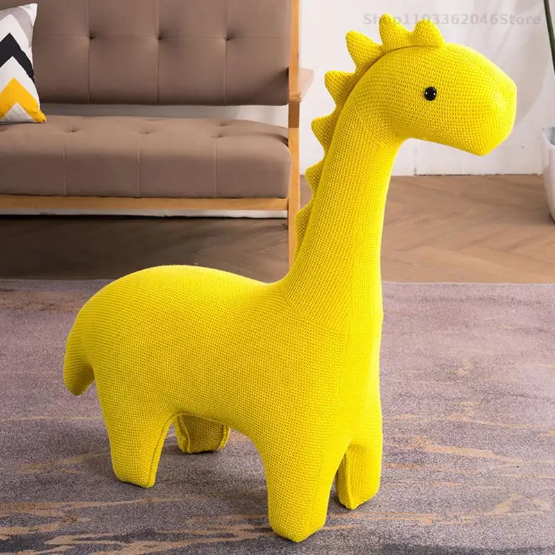 Children's Knitted Dinosaur Sofa Chair Cartoon Animal Seat Giraffe Sitting Stool Baby Ornaments for Living Room