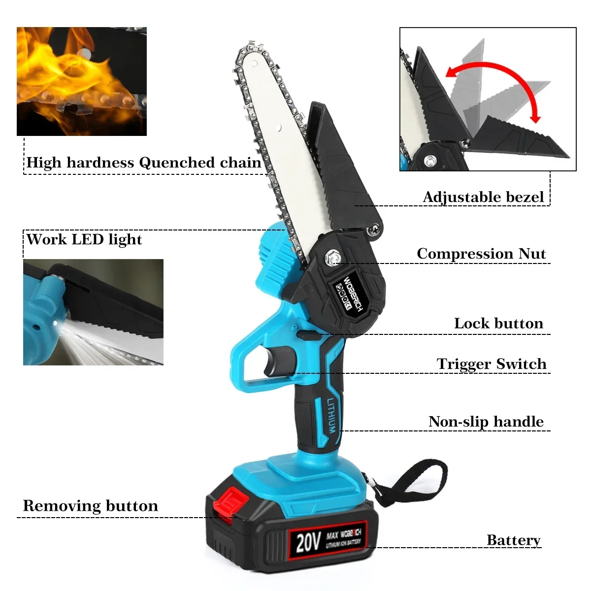 4inch/6inch Electric Mini Chain Saws Pruning ChainSaw Cordless Garden Tree Logging Trimming Saw Wood Cutting  For Makita 18V 4