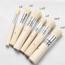 

6Pcs Wooden Handle Watercolor Painting Stencil Brush Hog Bristle Acrylic Oil Painting Brushes Student Professional Art Supplies