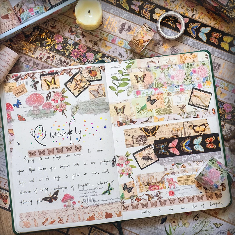 Lot De 20 Rouleaux De Ruban Adhésif Washi - Motif Papillon Floral