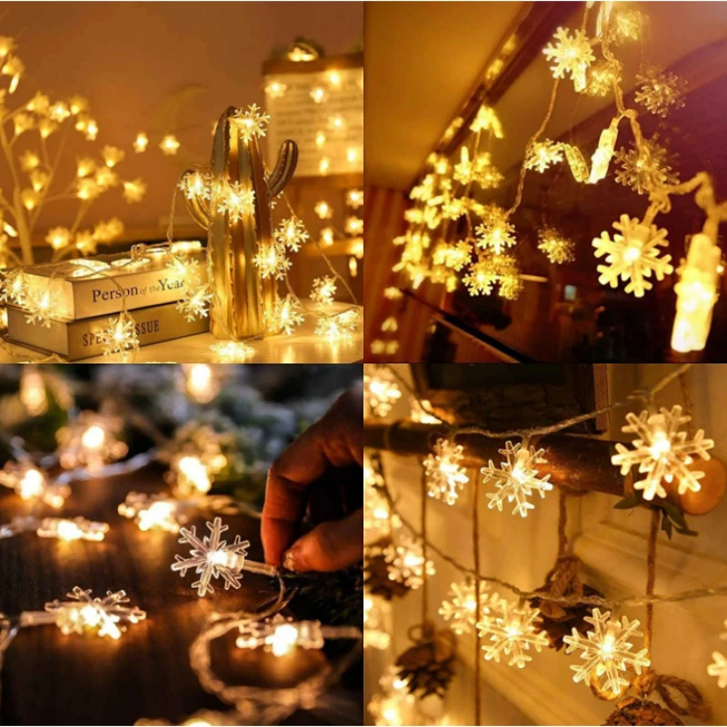 Snowflake LED Lights Christmas Decoration Home Xmas Tree Hanging Garland Christmas Ornaments Navidad Noel New Year Gift