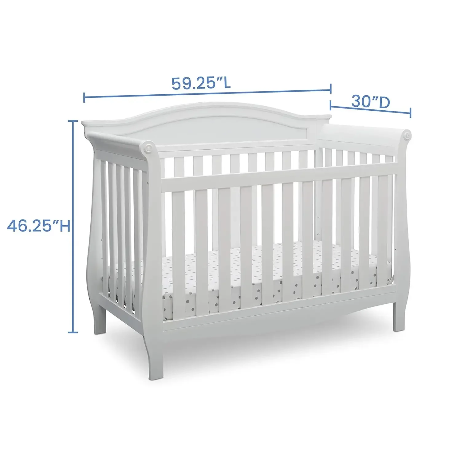 Children Lancaster 4-in-1 Convertible Baby Crib Bianca White