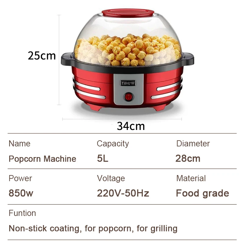 Máquina de palomitas de maíz para el hogar, pequeña máquina de palomitas de maíz completamente automática, azúcar para niños, máquina de cocina para barbacoa