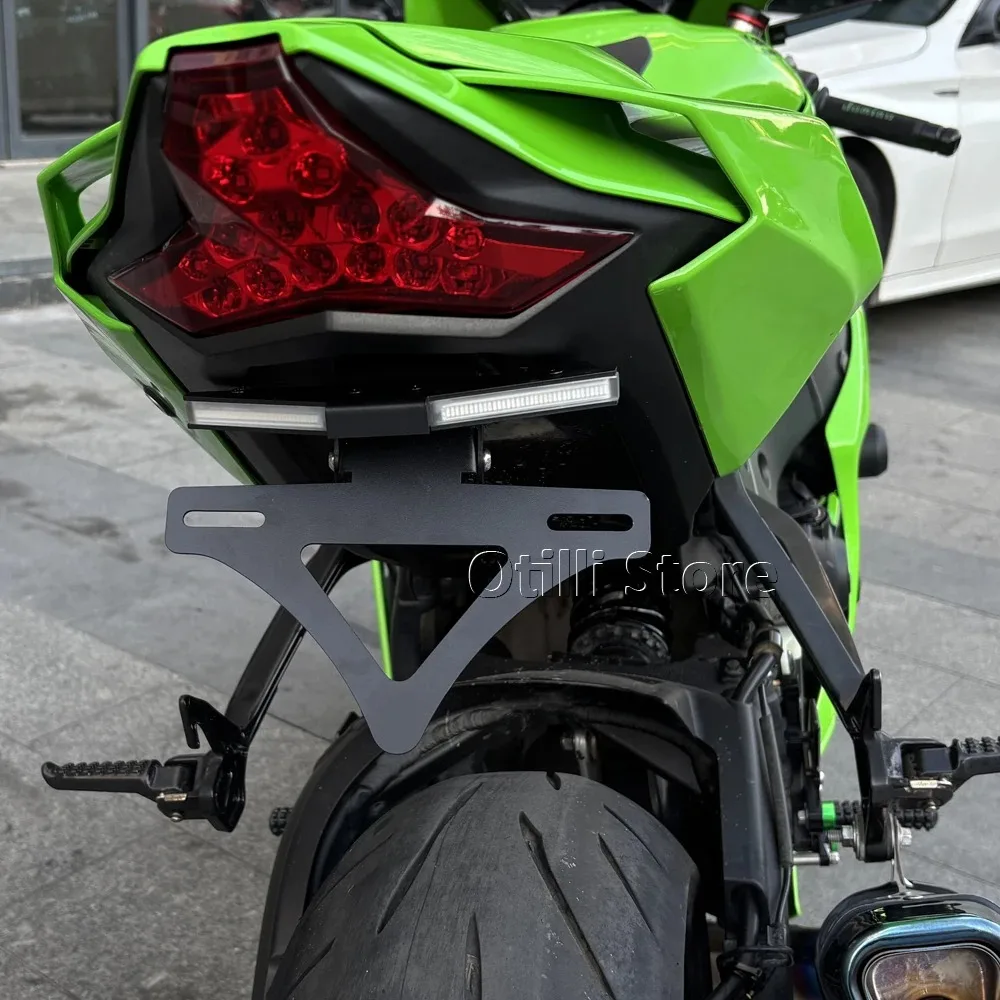 가와사키 닌자 ZX-10R ZX10R ZX10RR 2023 2024 2025 오토바이 후면 번호판 브래킷 홀더 LED 방향 지시등 포함