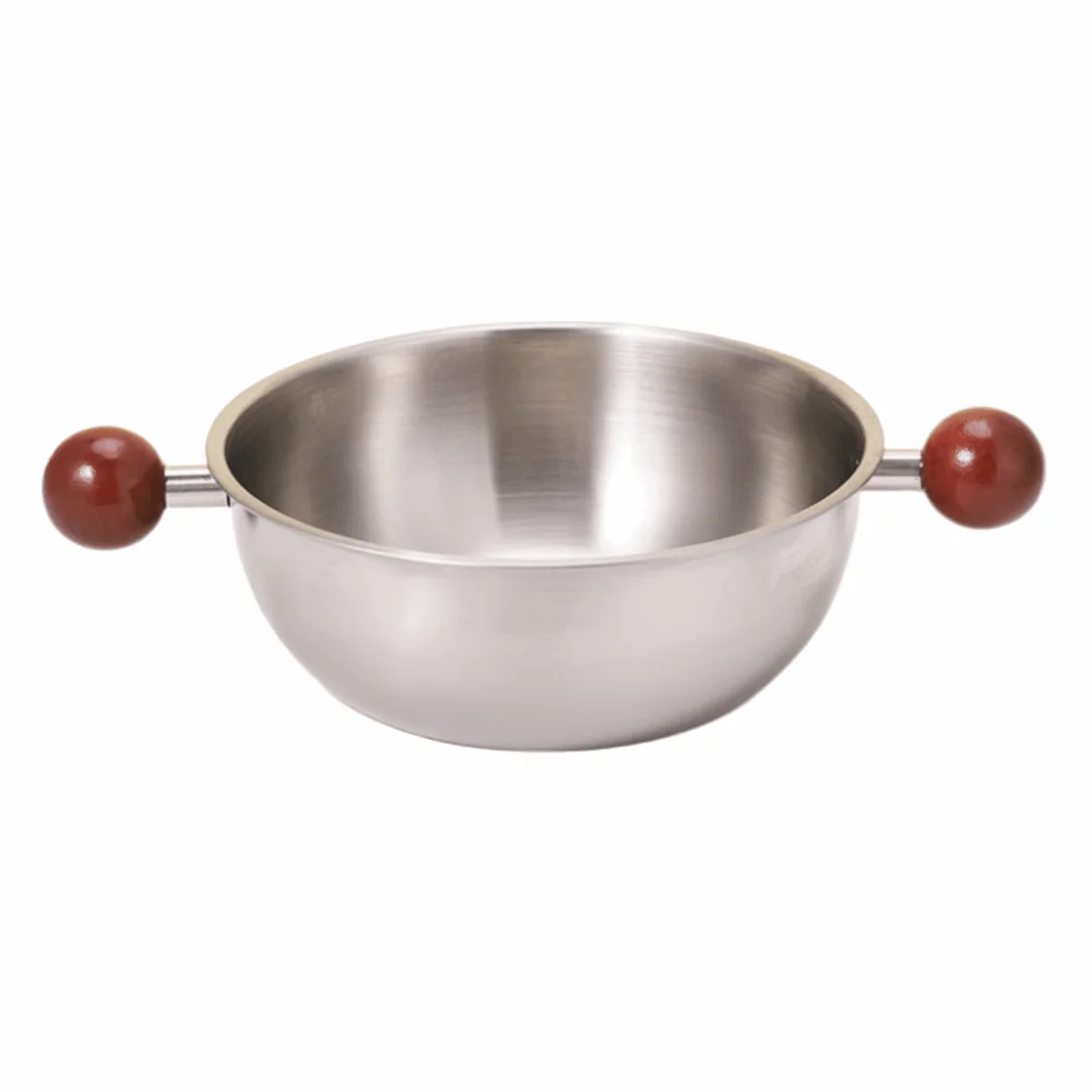 High Quality Stainless Steel Complementary Food Pot Silver Bowl Small Cookware Wood Ball Handle Round Milk Pan Universal