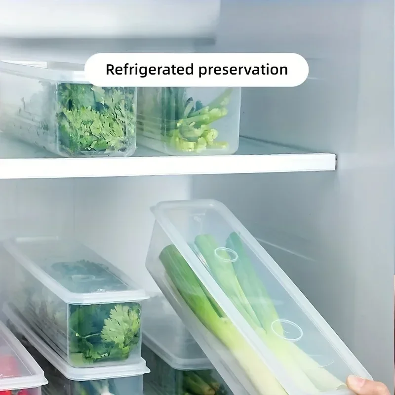 1/4Pcs Fresh Box Refrigerator Storage Box With Lid Scallions Food Container Crisper Sealed Kitchen Fresh Fruit Fridge Organiser