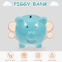 Ceramic Piggy Bank Coin Bank Saving Pot Money Bank Birthday Christmas Gift Nursery Decor for Girls Boys (Green) 2
