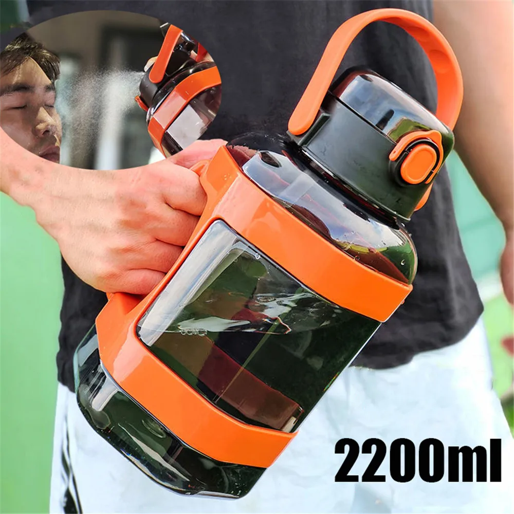 

Spray large capacity Sports Water Bottle with straw Outdoor Travel Gym sports Summer cooling water bottle