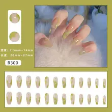  24pcs/box Fake Nails Press on Long Reusable with Designs Set French Artificial Pink Kawaii False Short Stick-on Nails Tips Art 