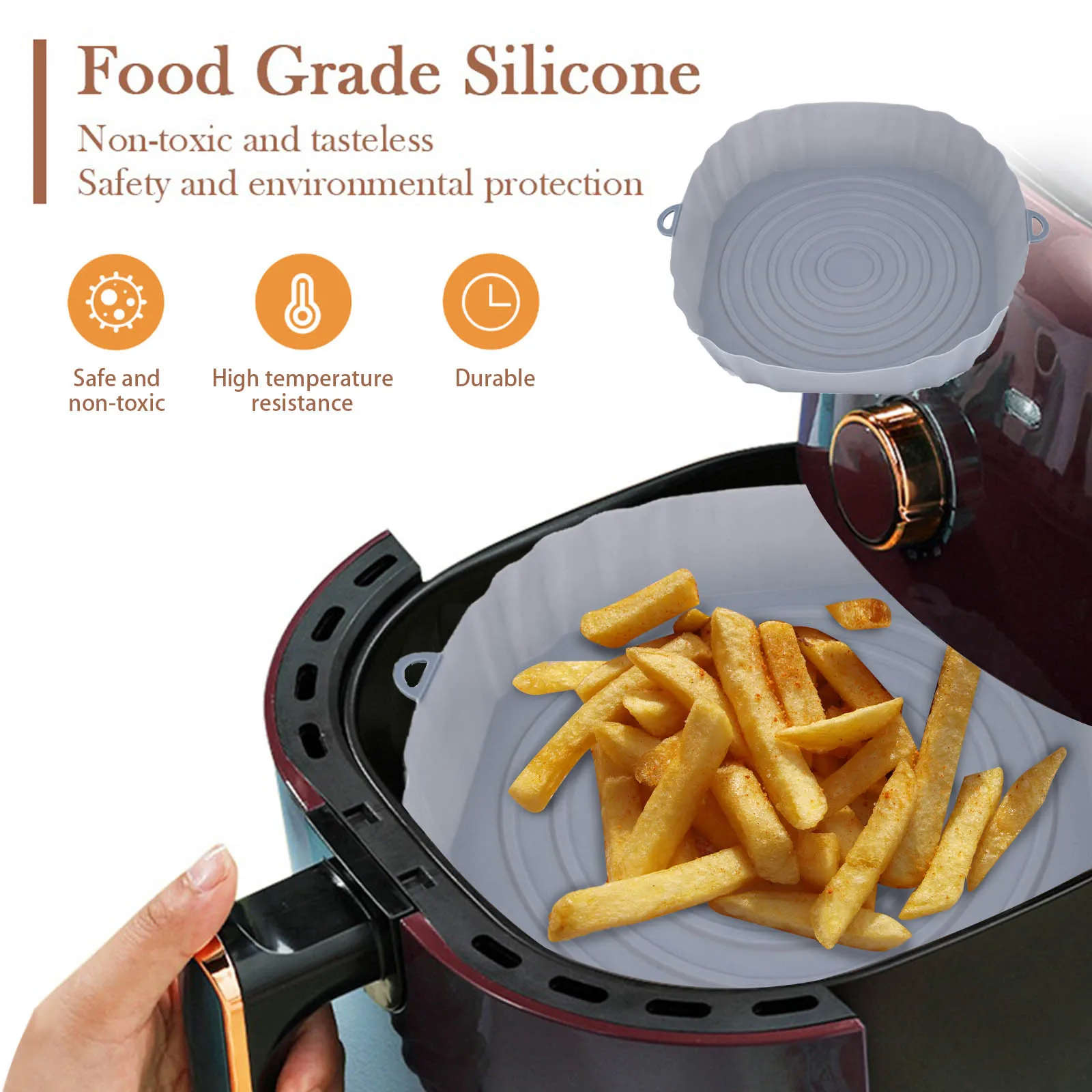 1pc Round Silicone Baking Pan, High Temperature Resistant Microwave Oven &  Air Fryer Mat, Silicone Tray