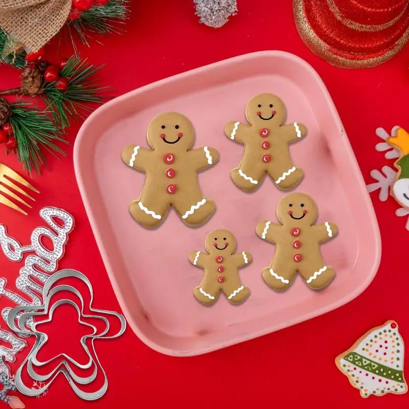 Christmas Cookie Cutters Festival Biscuit Cutter Mold Food-grade Cookie Cutters for Christmas Gingerbread Man Tree