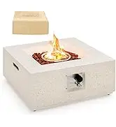 Giantex Patio Fire Pit Table - 40,000 BTU Terrazzo Propane Gas Fire Table with Simple Ignition Sy...