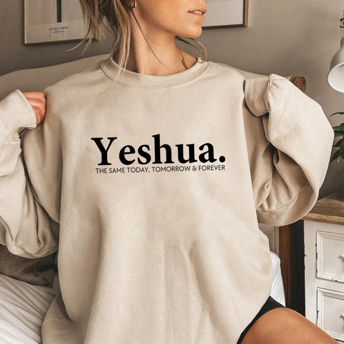 

Vintage Yeshua Christian Sweatshirt Christian Apparel Faith Gift Women Worship Sweatshirt Christian Hoodie Jesus Pullovers Top