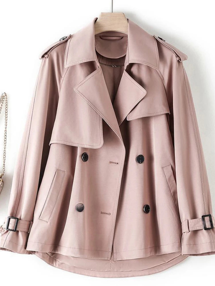 

Temperament High Quality Suit Collar Trench Coat Women Cotton Short Coat Woman 2024 Spring New Coat Office Lady Outwear