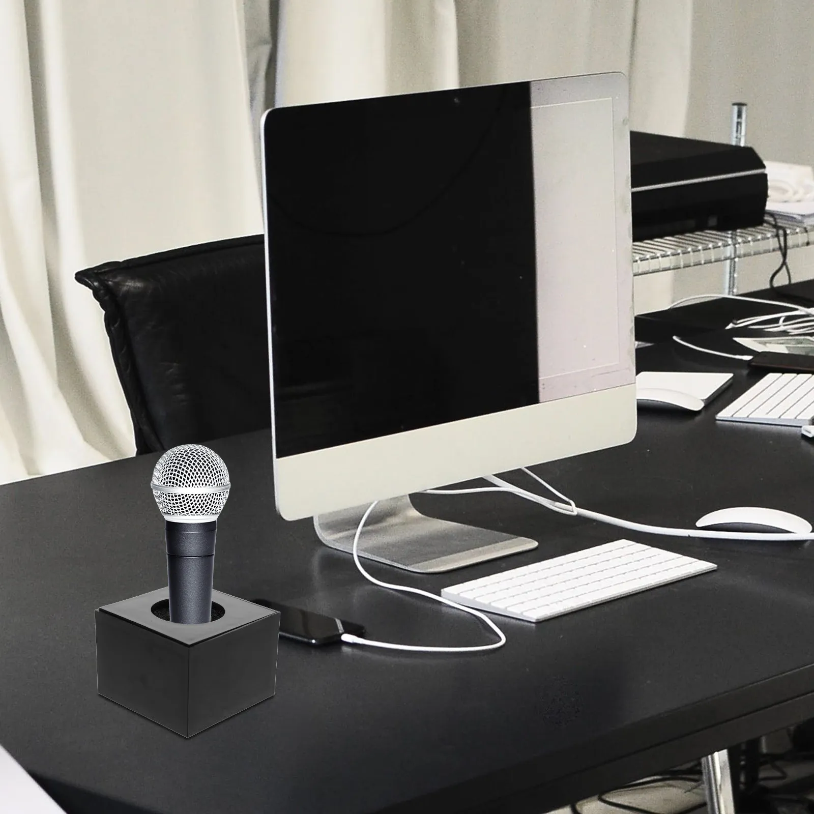 마이크 랙 박스 플라스틱 데스크탑 마이크 스탠드 테이블용 안정적인 홀더 범용 마이크 스탠드 사무실 홈 마이크 지원
