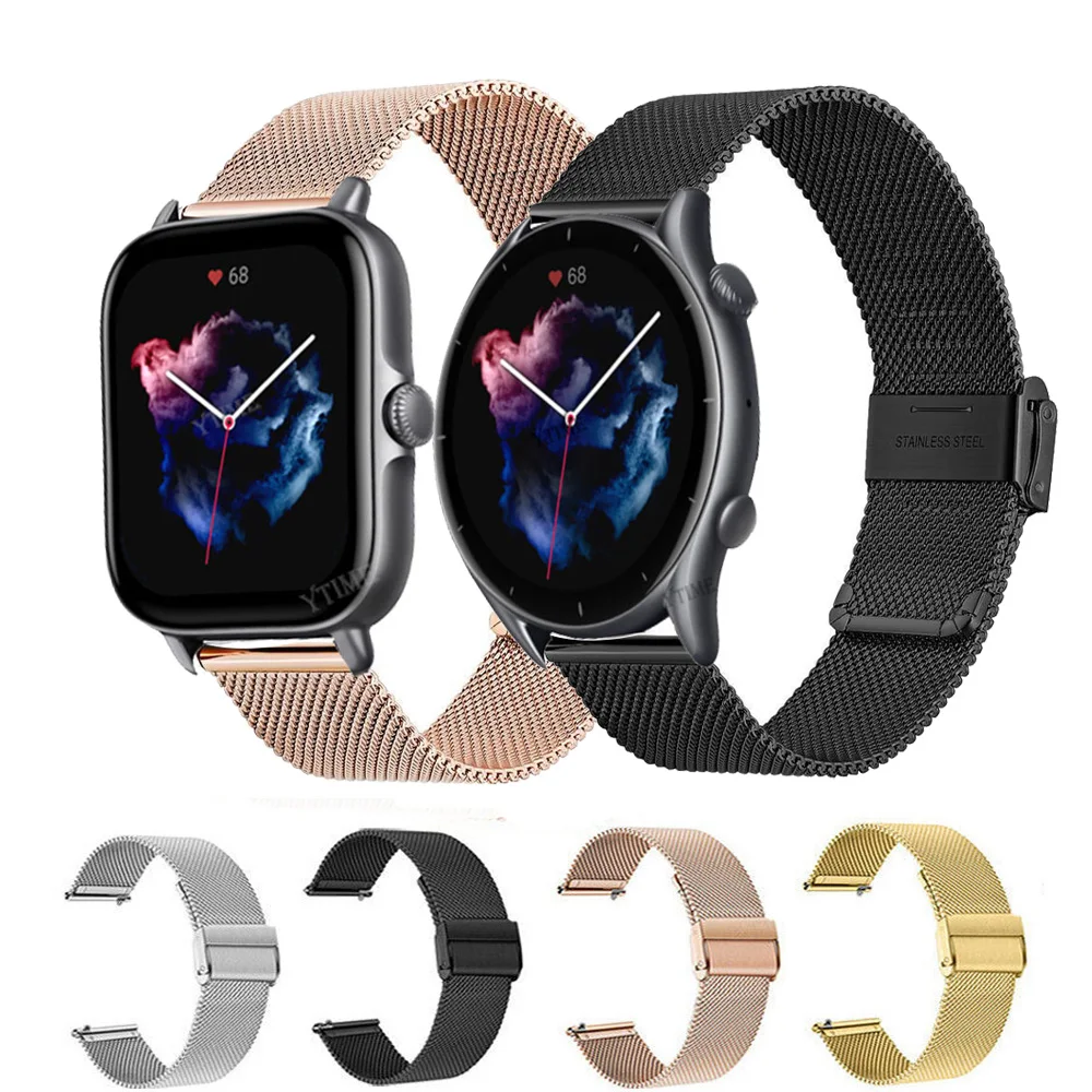 

Металлический ремешок для Amazfit GTR 42 мм 47 мм/Pace/Stratos 3 2 2S GTR2 GTR3 Pro, браслет для часов Amazfit bip S U Pro, 20 мм/22 мм
