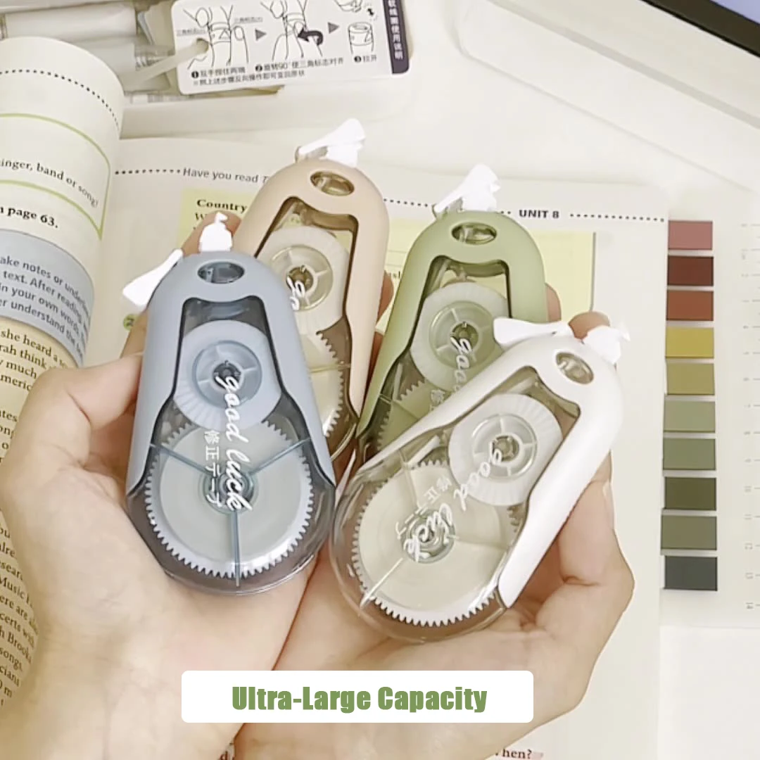 Correction Tape With High Aesthetic Value Four Colors Large Capacity Correction Tape With Flip Cover Silent and Smooth Student correction tape