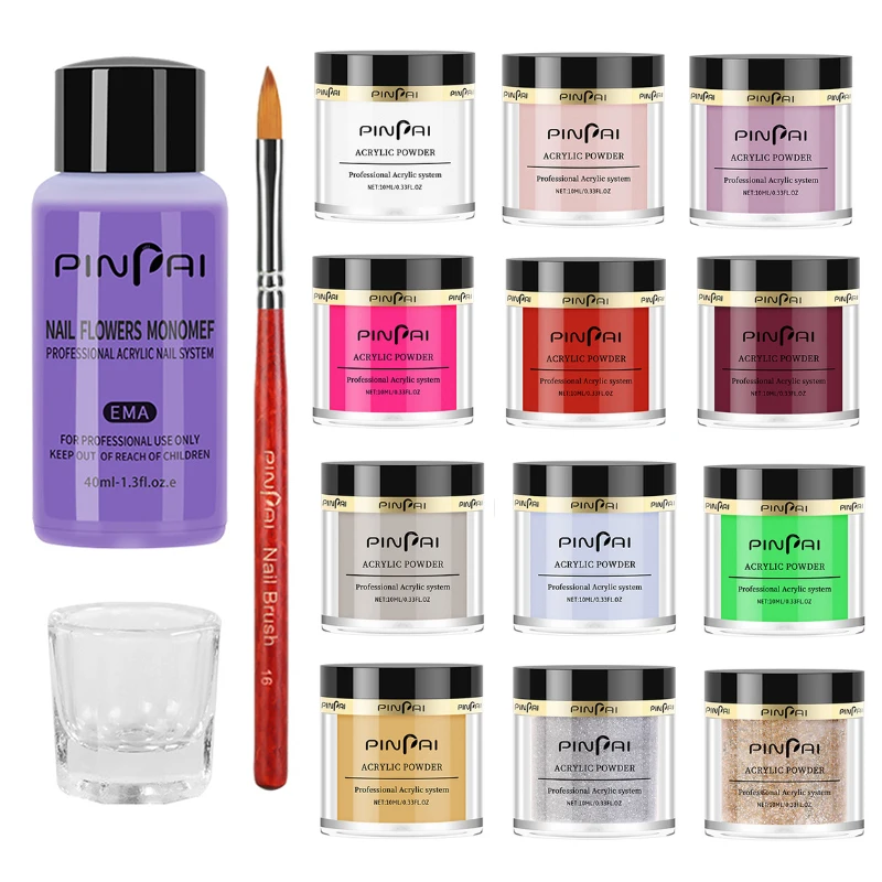 

Acrylic Powder Crystal Flower Carve Nail Art Extension Builder Powder Manicure Acrylic Dipping Powder Glitter Liquid Tool Kit