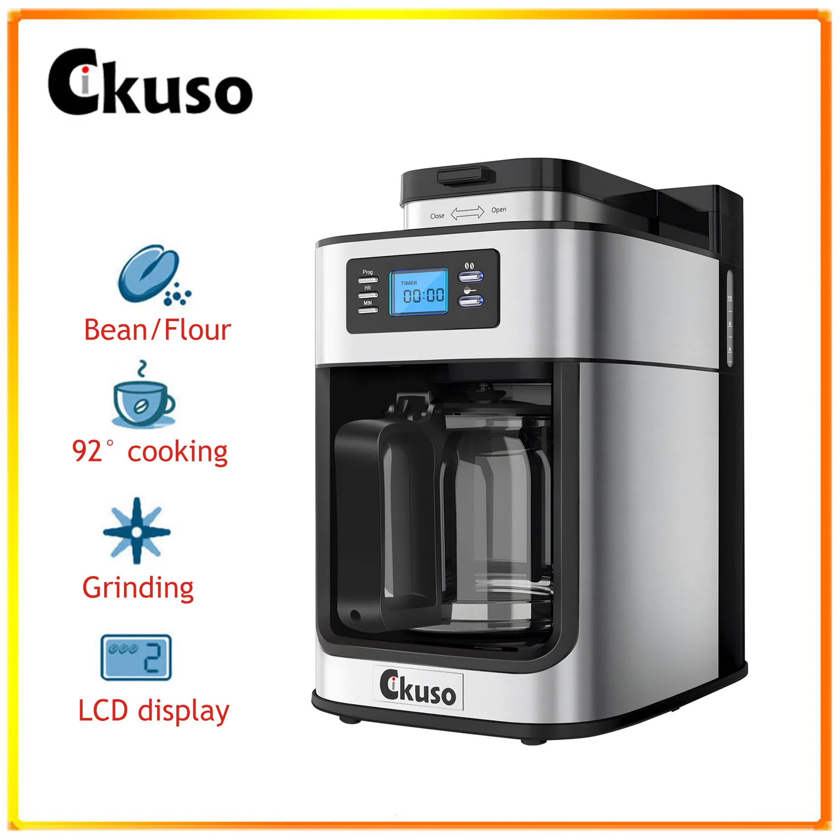 Cikuso 2 Em 1 Profissional Grão Máquina De Café Automática Com Moagem ...